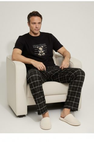 erkek penye baskılı kısa kollu alt uzun takım