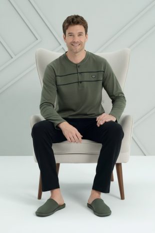 yeşil desenli erkek pijama takımı