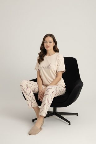 lavanta baskılı kadın pijama takımı